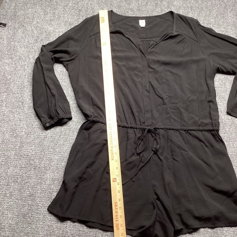 GAP Womens XL Black Romper Long Sleeve Rayon Drawstring Jumpsuit Side Pockets - Picture 7 of 10